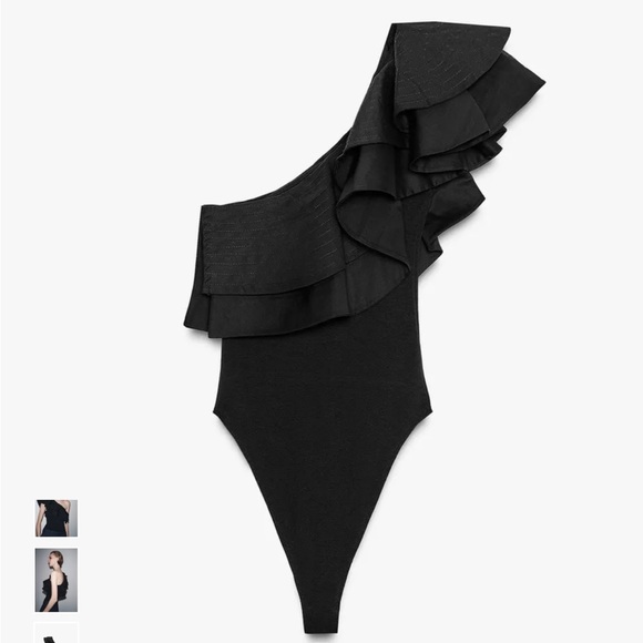 Elegant Black One-Shoulder Bodysuit - Picture 8 of 8